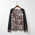 thumbnail image 4 of OKBOP Womens 3/4 Sleeve Tops,Casual Leopard Print Sequins O Neck Long Sleeve Loose T Shirt Fall Blouses for Women 2022 In October We Wear Pink Shirt, 4 of 8