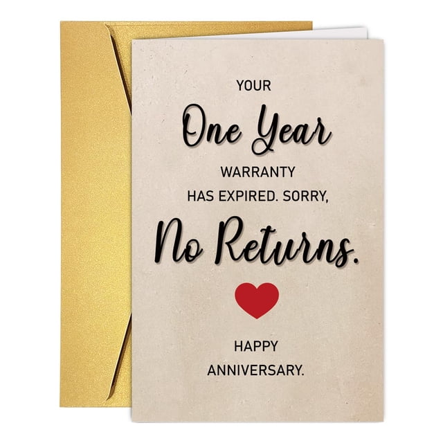 Tarjeta de aniversario RPJIEKINXU divertida para el primer año de marido y mujer