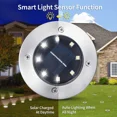 thumbnail image 3 of 1/2 uds/4 uds/8 Uds luces solares para exteriores decoración de jardín enterrado 8/20LED lámpara luz Solar disco de energía luz subterránea patio césped proyector, 3 of 5