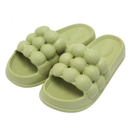 

JeashCHAT Clearance Slip On Slide Sandals for Women Lychee Bubble Slippers Women s Spring New Style Indoor Couple s Thick Sole Feet Feel Cool Slippers Wear Outside (Green)