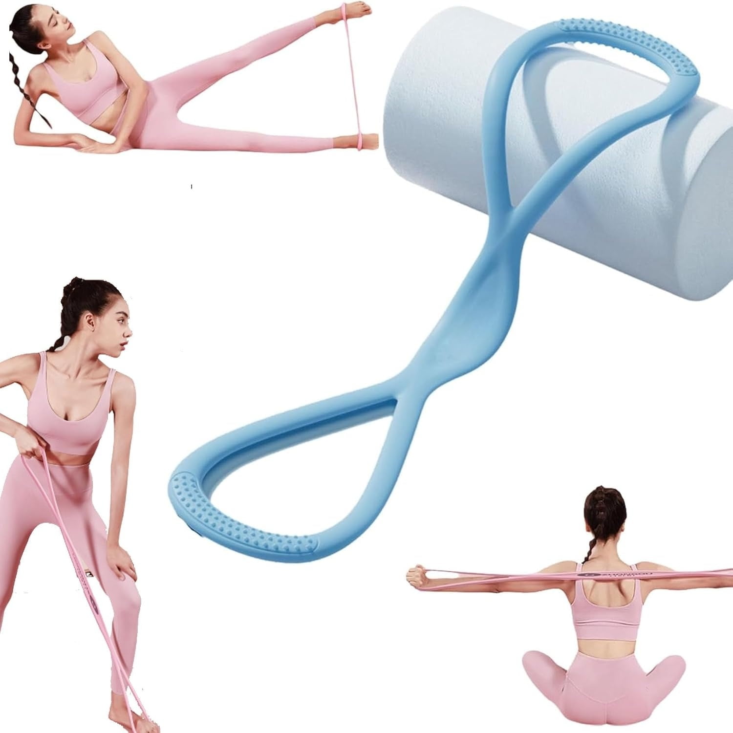 Figure 8 Resistance Bands with Non-Slip Handles for Posture Correction Chest Expander Yoga Pilates Back Training Home Workout
