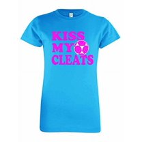 Girls Soccer Kiss My Cleats Youth Kids Soccer Ball Sports Team Athletic Short Sleeve T-shirt -Cobalt-Yl