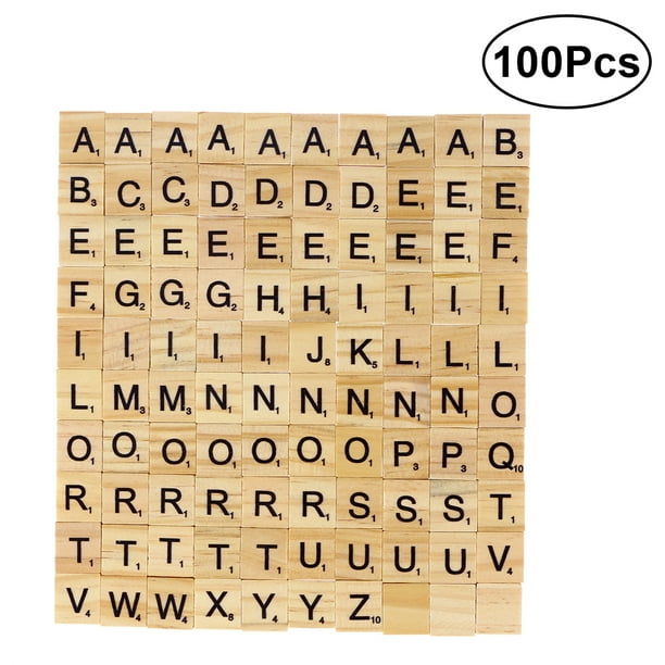 100pcs Diy Wood Letters Tiles Square Letter Tile Games Great For Crafts Spelling Scrapbooking Walmart Com Walmart Com