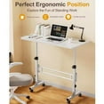 thumbnail image 4 of YUSAZENS Petit Bureau Debout, Bureau Debout Mobile de 32 Pouces à Hauteur Réglable avec Roulettes, Bureau Portable Roulant pour Ordinateur Portable pour Salon, 4 of 9