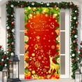 thumbnail image 2 of PuSpu Christmas Door Curtain 185x90cm Red Polyester Reusable Festive Panel, Snowflake & Holly Print, Holiday Entrance Decor, Easy Hang & Store, Seasonal Home Accent, 2 of 6