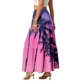 thumbnail image 4 of LWavelet Women Floral Print Tiered Maxi Skirt Elastic Waist With Pockets Boho Summer Long Skirt Purple Pink S, 4 of 6