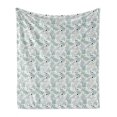 thumbnail image 1 of Abstract Soft Flannel Fleece Blanket, Scattered Cluttered Layout of Irregular Shapes Dotted Motifs Pattern, Cozy Plush for Indoor and Outdoor Use, 60" x 80", Pale Seafoam and White, by Ambesonne, 1 of 5