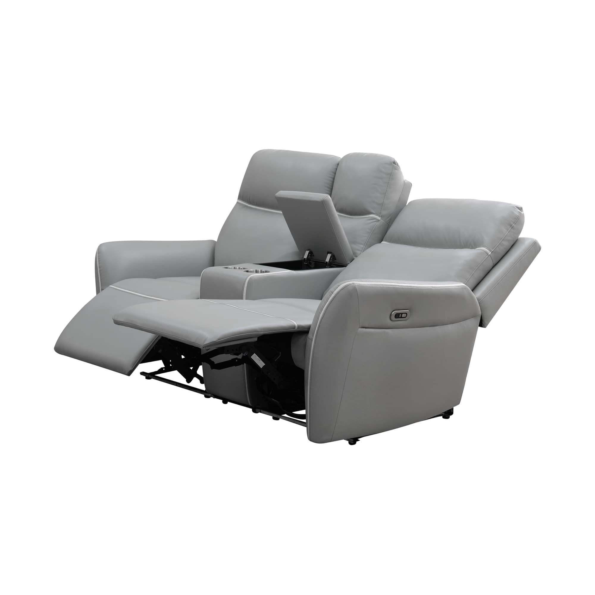 MAYEERTY Power Reclining Loveseat, Electric 2-Seat Recliner with USB Charging, Storage & Cup Holders for Living Room, Light Grey