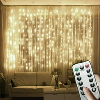 DAYBETTER Window Curtain Light,USB Plug-in Fairy Lights with Remote for Bedroom,Wedding,Christmas(Warm White)