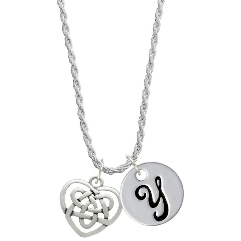 Sterling Silver Celtic Knot Initial Pendant Letter Y