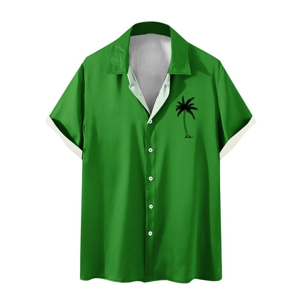 Camisas de Manga Larga para Hombres Blusa Cómoda de Cuello de Impresión, Camisa Casual de Poliéster para Uso Diario, de Fiesta Y de Primavera de Verano