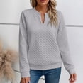 thumbnail image 2 of Quilted Sweatshirt Women Fall Casual V-Neck Long Sleeve Pullover for Travel Weekend Wear, XL, 2 of 7