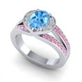 thumbnail image 2 of 2.35 Carat Oval Cut Blue Topaz & Pink Sapphire Gemstone Shiny Anniversary Ring for her 18K White Gold Size 8.5 by Diamond-Capitals, 2 of 8