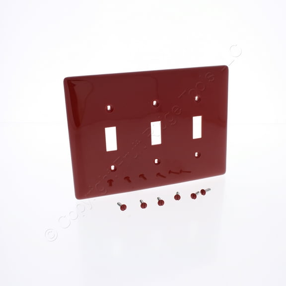 Hubbell NPJ3R Red 3-Gang Unbreakable Mid-Size Switch Plate Cover Wallplate