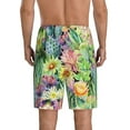 thumbnail image 3 of Naloa Watercolor Blooming Cactus Men's Short Pajama Pants, Lounge Comfort Shorts with Elasticized Waistband and Side Pockets - X-Large, 3 of 9