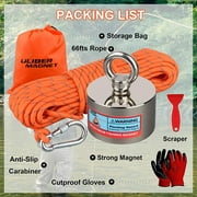 ULIBERMAGNET Fishing Magnet Kit, 1000lbs Strong Large Neodymium Fishing Magnet Kit Heavy Duty Magnets with 66ft Rope for River Retrieval Recycling Magnetic Salvage Fishing