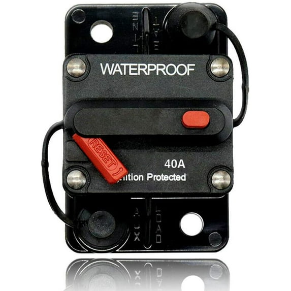 40A Circuit Breaker with Manual Reset, Unbranded Waterproof 40 Amp Circuit Breaker 12V for Car Audio Boat ATV Marine RV Yacht, 12V - 48V DC