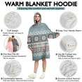 thumbnail image 5 of Wearable Oversized Blanket,Blue and Pink Square Shaped Geometric Boho Pattern Wearable Blanket Hoodie for Adults,Cozy Hooded Blankets with Super Pockets,Super Warm Fuzzy Pullover for Women & Men, 5 of 6