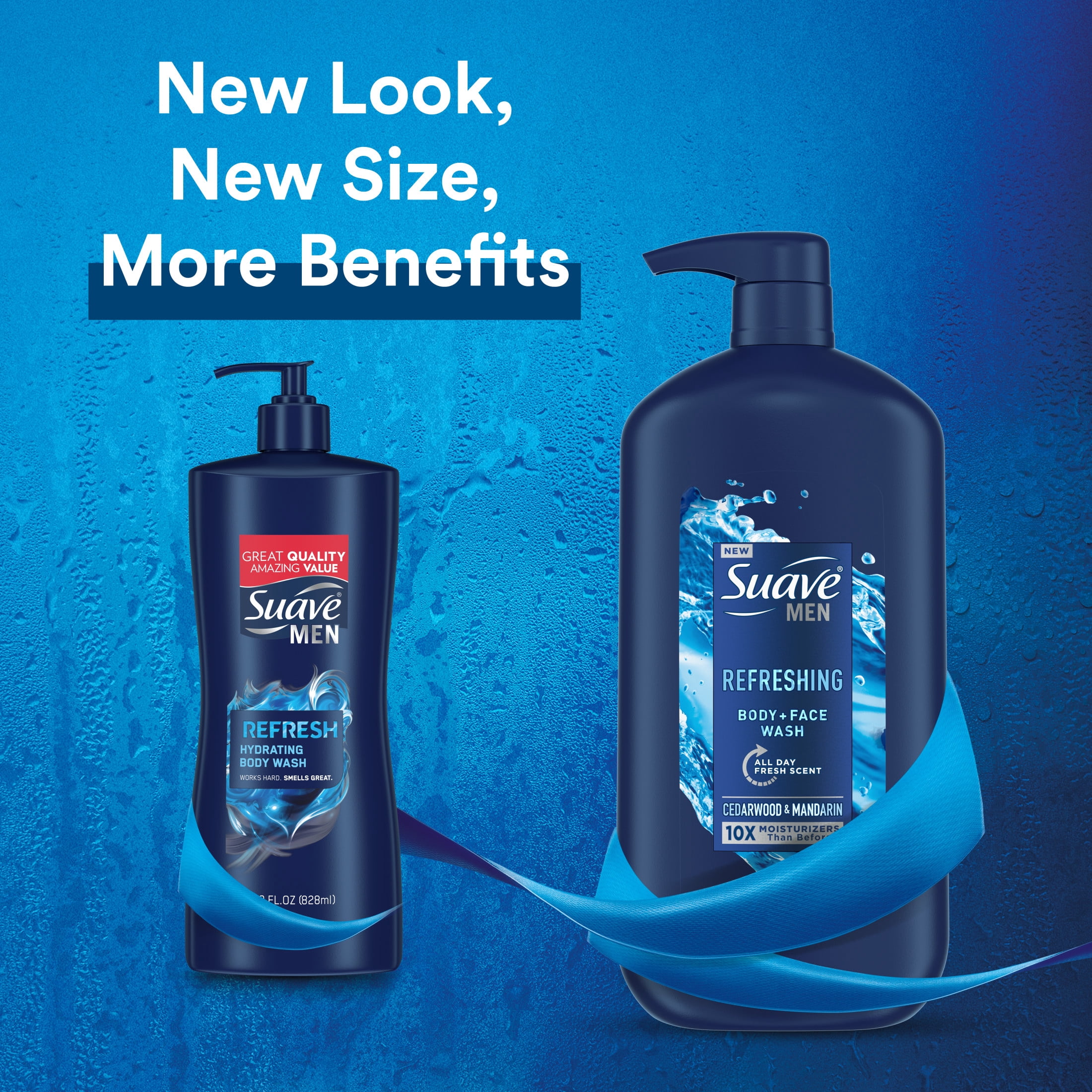 Suave Men Face & Body Wash, Refreshing, 30 oz