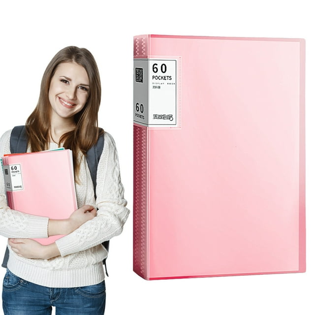 AKEGAMN Clearance! Presentation Book With Plastic Sleeves 60 Pockets Portfolio Folder Display Book With Sheet Protectors For School Quality: Presentation Display Book is made of pp plactic material.