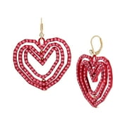 Betsey Johnson Womens Pavé Heart Drop Earrings C80