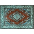 thumbnail image 1 of Ahgly Company Indoor Rectangle Medallion Light Blue Traditional Area Rugs, 8' x 12', 1 of 4