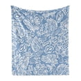 thumbnail image 1 of Phoenix Soft Flannel Fleece Throw Blanket, Baroque Style Bird in Classic Rococo Swirls Leaf Damask Print, Cozy Plush for Indoor and Outdoor Use, 70" x 90", Pale Azure Blue White, by Ambesonne, 1 of 6