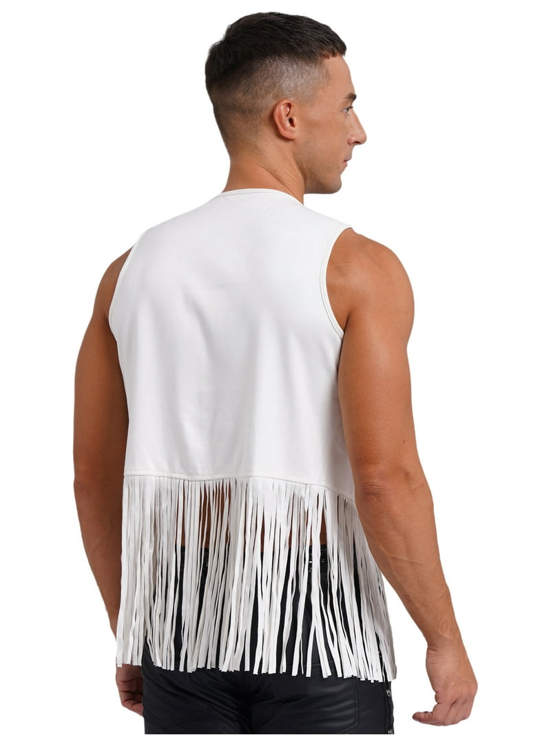 Eandarui Men Cowboy Western Faux Suede Open-Front Vest Sleeveless