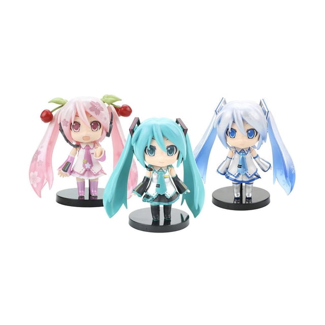 Figura de juguete Hatsune Miku, colección de 3 piezas, PVC, 10 cm