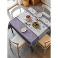 thumbnail image 2 of Purple Geometric Suqare Tablecloth - 60 x 60 Inch, Stripes Boho Spring Flowers Country Rural Waterproof & StainResistant Tablecloth, Washable Oil-proof Table Cover for Dining/Party/Wedding/Buffet, 2 of 9