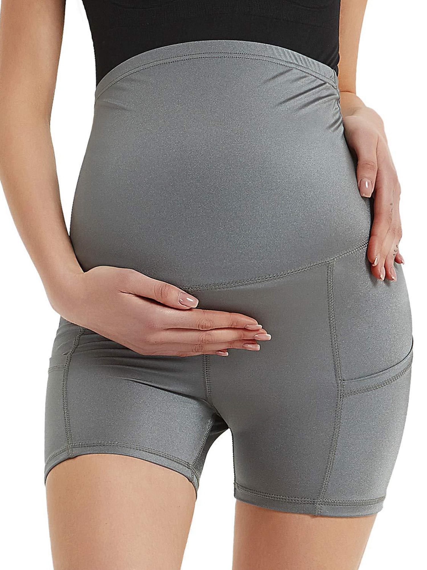 Pregnancy Shorts Adjustable Maternity Shorts Over Bump Women Plus Size Underskirt Shorts High Elastic Belly Support Cotton Leggings Knickers Soft Comfortable High Waist Safety Shorts with Pockets