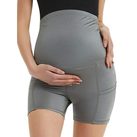 

UKAP Womens High Waist Leggings Women s Maternity Yoga Shorts Pregnancy Over Bump Workout Running Athletic Pants