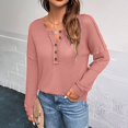 thumbnail image 6 of RYRJJ Women's Long Sleeve Waffle Knit Shirts Dressy Casual Loose Button V Neck Henley Tops Fall Basic Tee Blouse(Pink,3XL), 6 of 9