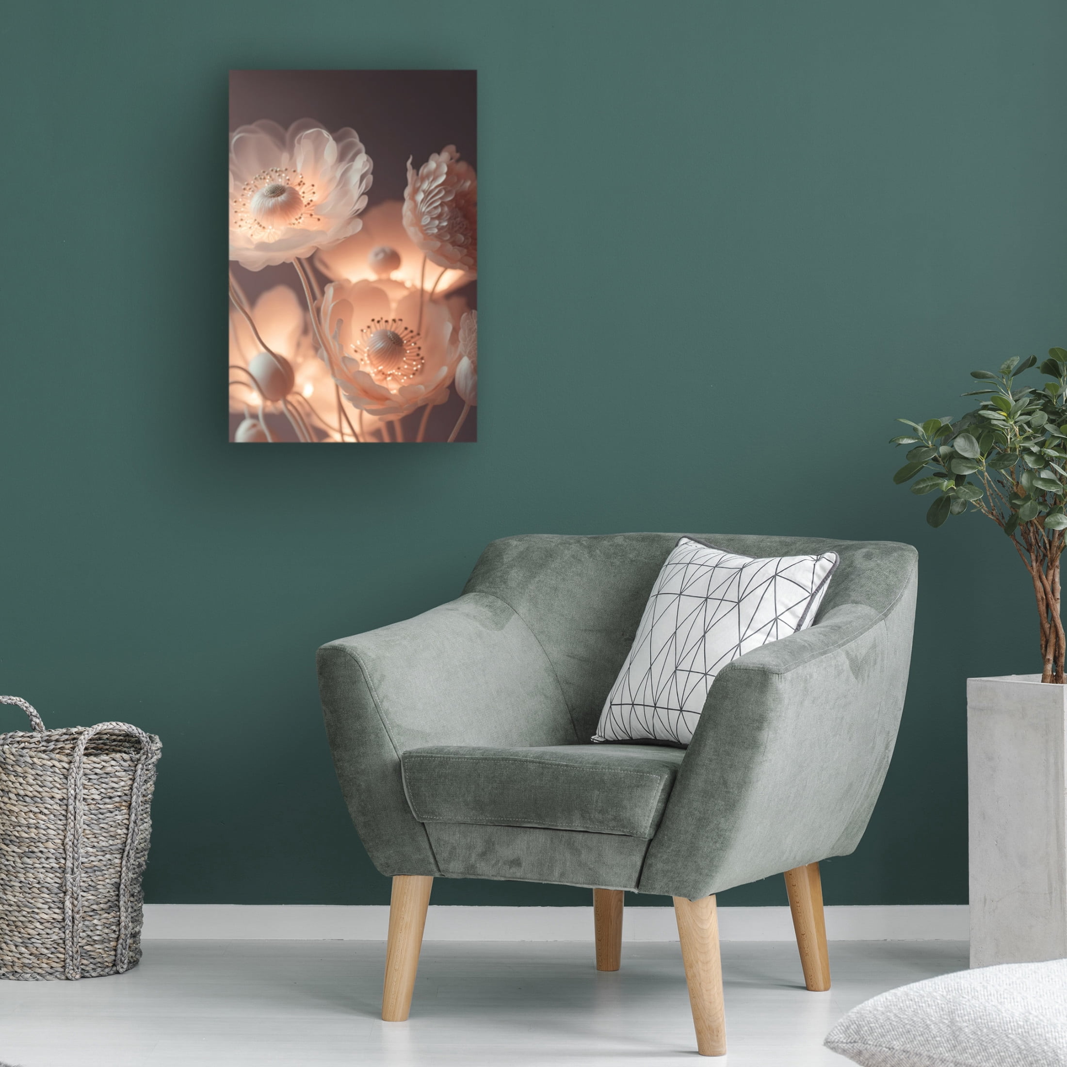 Canvas Wall Art - Treechild 'Glowing Flowers' Wall Art for Living Room, Bedroom, or Office D?cor by Trademark Fine Art - 16 x 24 Inches
