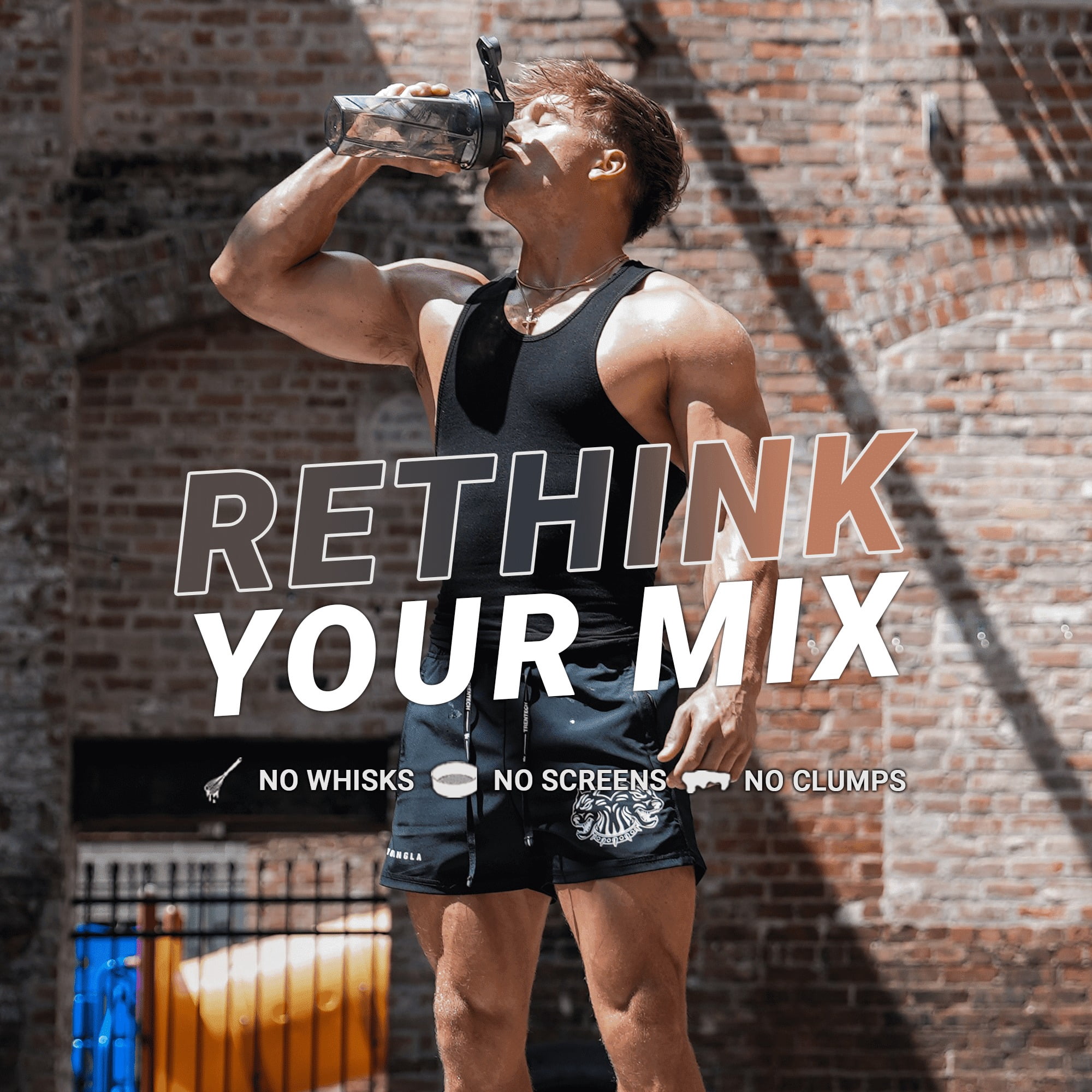 Helimix 2.0 Vortex Black Portable Pre-Workout Protein Blender Shaker Bottle No Balls or Whisks A 28oz