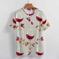 thumbnail image 4 of Wine Glass T-Shirt O Neck Retro Print Big Size T-Shirts Short Sleeve Tees Womens Pretty Design, 4 of 5