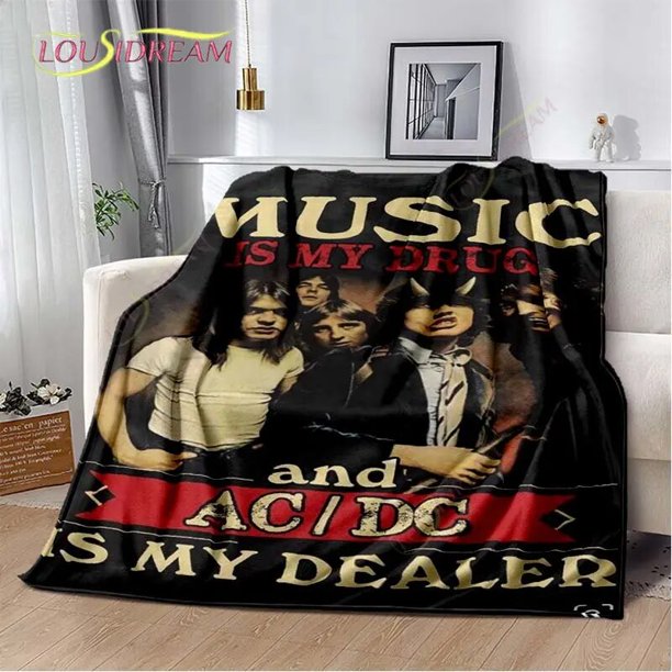 Manta de felpa suave con patrón de banda AC/DC, manta de franela para sala de estar, dormitorio, cama, sofá, cubierta de Picnic