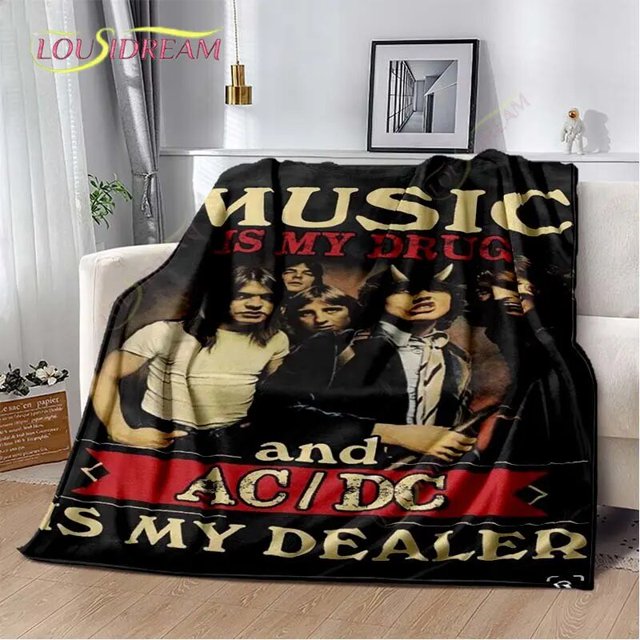 Manta de felpa suave con patrón de banda AC/DC, manta de franela para sala de estar, dormitorio, cama, sofá, cubierta de Picnic