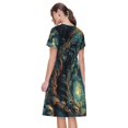 thumbnail image 2 of Bixox Women's Short Sleeve Summer Dress Loose Swing Knee Length Dresses with Pockets-Enchanted Forest Skull Path, 2 of 7