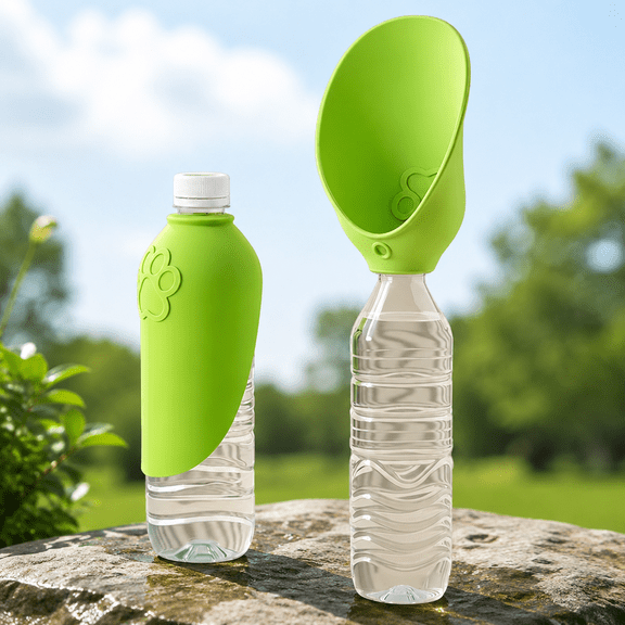 Universal Silicone Pet Water Feeder, Portable Outdoor Dog Cat Travel Drinking Bowl Fits Standard Mineral Water Bottles, Leak-Proof On-the-Go Hydration Accessory