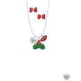 thumbnail image 2 of Delight Jewelry Silvertone Small Heart with Cross & Fish with Crystal Christmas Kiss Charm Necklace and Stud Earrings, 2 of 4