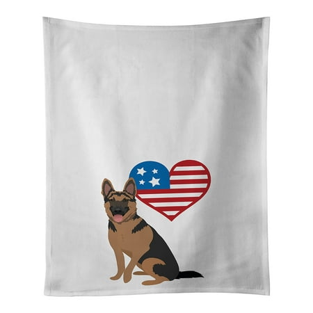 

German Shepherd Red and Black Patriotic White Kitchen Towel Set of 2 19 in x 28 in