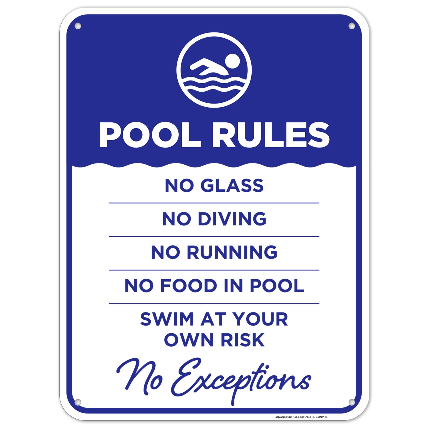 Pool Rules No Exceptions Sign, Pool Sign,