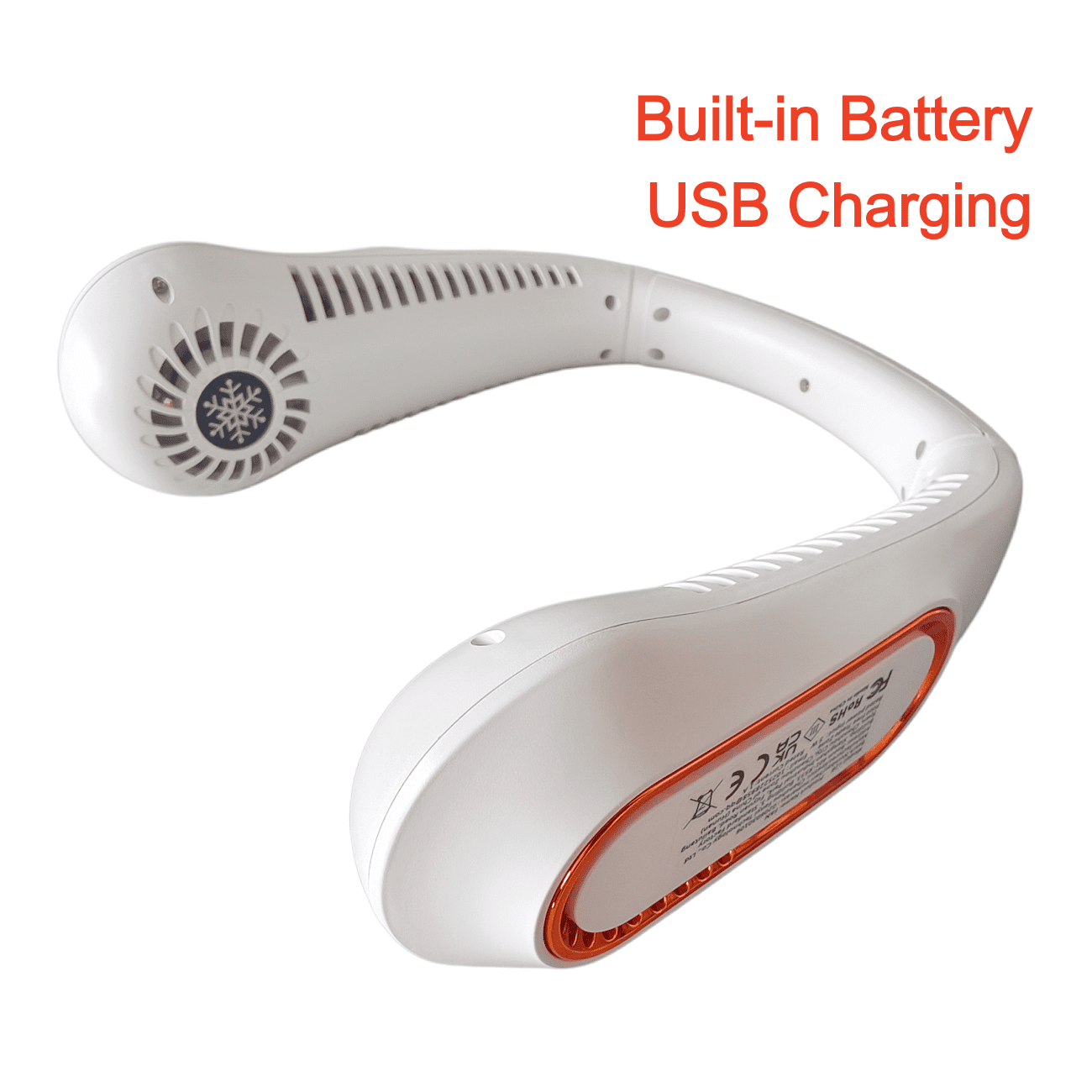 Portable 5 Speed USB Rechargeable Neck Fan Turbo Quiet Personal Bladeless Cooler Fan