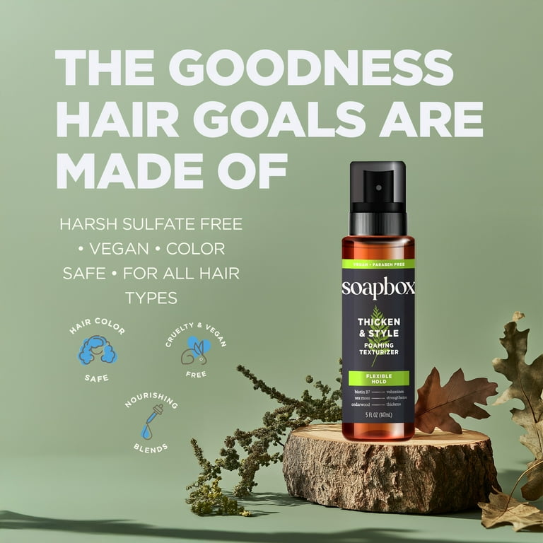 Soapbox Men's Thicken and Style Flexible Hold Foaming Hair