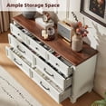thumbnail image 3 of Joaxswe Farmhouse 4-Piece Dresser & Nightstand Set, 5/7 Drawer Dresser & 2-Drawer Nightstand, Rustic Wood Bedroom Furniture, White, 3 of 4