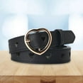 thumbnail image 5 of Women PU Leather Belt with Buckle Waist Strap Adjustable Waistband Heart Belt for Dress Decor Pants , black, 5 of 8