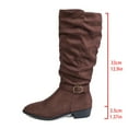 thumbnail image 7 of Viluyesy Slouch Boots for Womens, Wide Calf Zip-Up Chunky Heels Fashion Suede Leather Knee High Boots Brown, 7 of 7