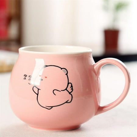 

350ml Ceramic Mug Cartoon Coffee Milk Tea Water Cup Cute Funny Expression Yellow Smiling Drinking Glass For Children Gift J501
