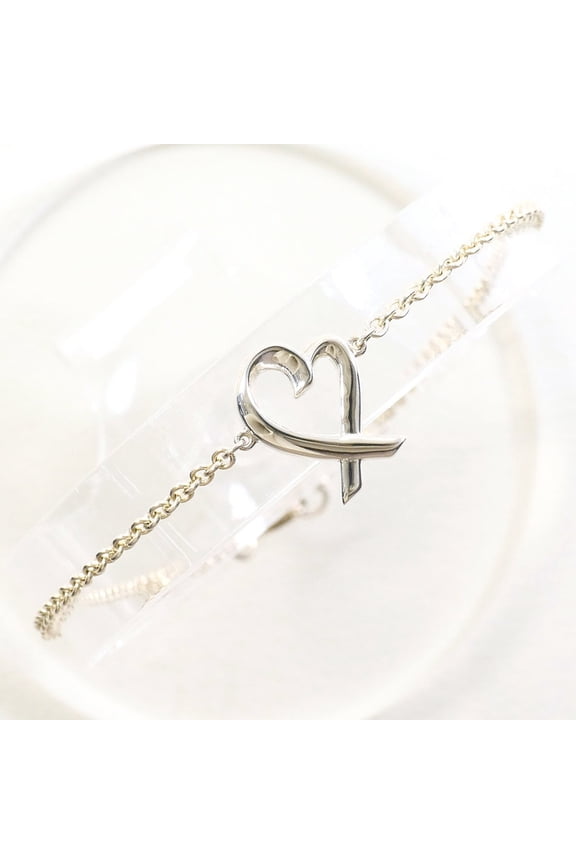 Pre-Owned Tiffany & Co. Loving Heart Sterling Silver Bracelet, Total Weight: Approximately...
